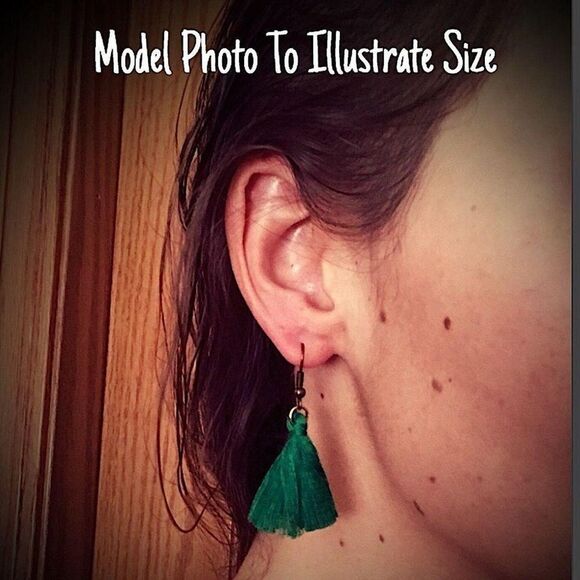 Rustic Red Tassel Earrings Handmade USA Boho Festival Light Weight - Picture 6 of 6